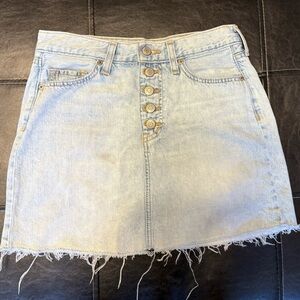 Light Blue Denim Skirt with Button Detail